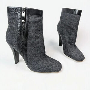 VIA SPIGA Italian Wool Leather Heeled Flannel Booties Ankle Boots